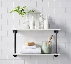 Linden Handcrafted Double Marble Shelf (24") | Pottery Barn (US)