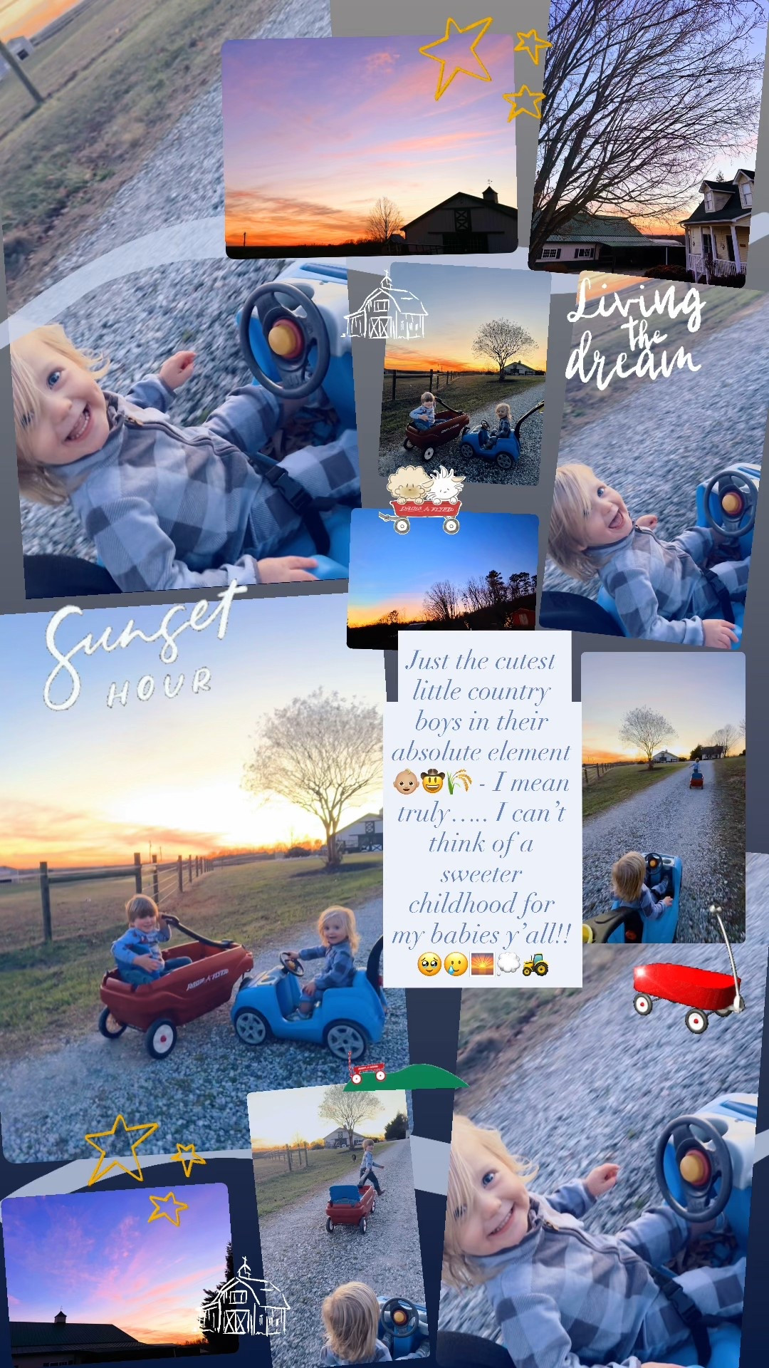 Just the cutest little country boys in their absolute element 👶🏼🤠🌾 - I mean truly….. I can’t think of a sweeter childhood for my babies y’all!! 🥹🥲🌅💭🚜

#LTKmomlife #LTKdayinmylife #LTKKids