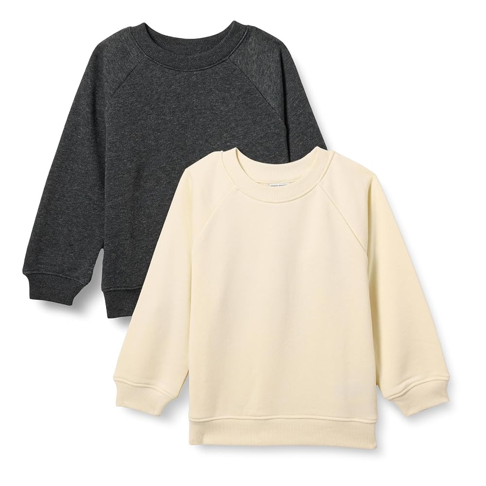 Amazon Essentials Unisex Toddlers and Babies' French Terry Crewneck Sweatshirts, Pack of 2 | Amazon (US)