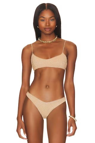 DEVON WINDSOR Honor Bikini Top in Gold Shimmer from Revolve.com | Revolve Clothing (Global)