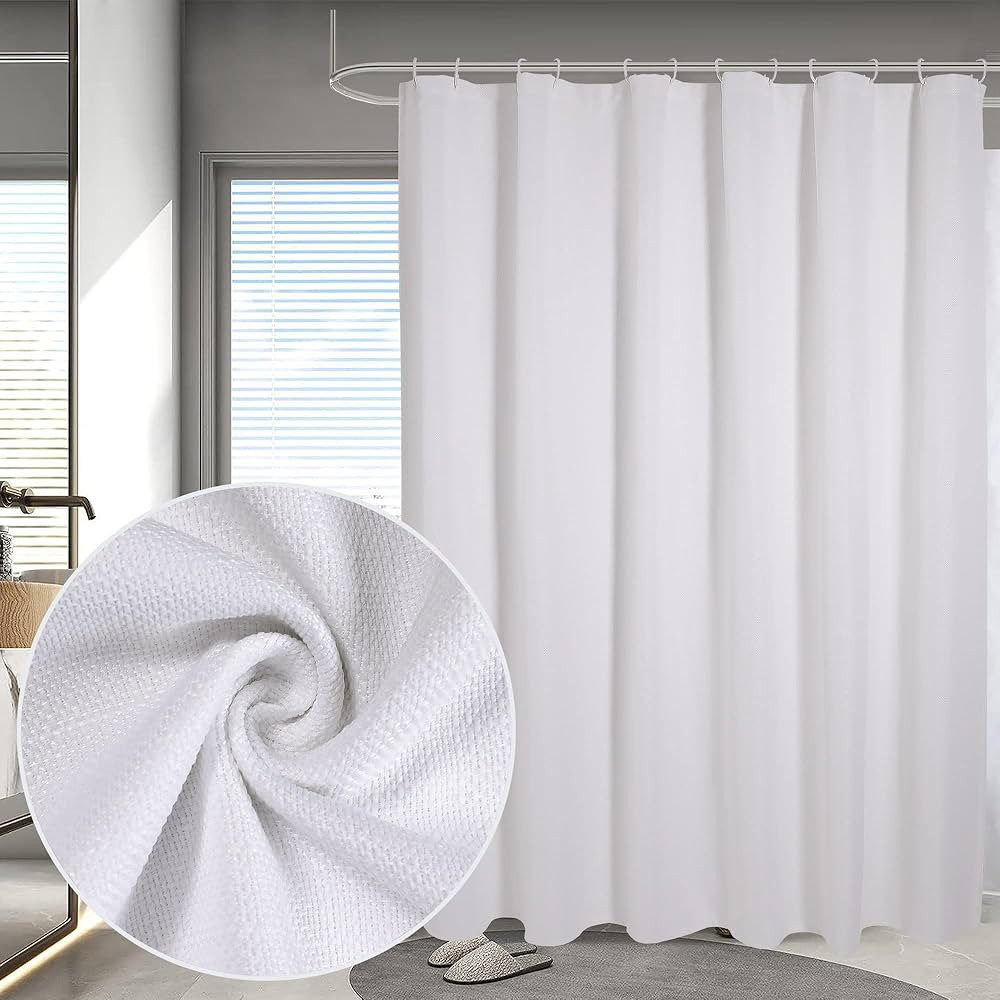 Chyhomenyc Bennet White Shower Curtain for Bathroom, Luxury Faux Linen Textured Cloth Fabric Show... | Amazon (US)