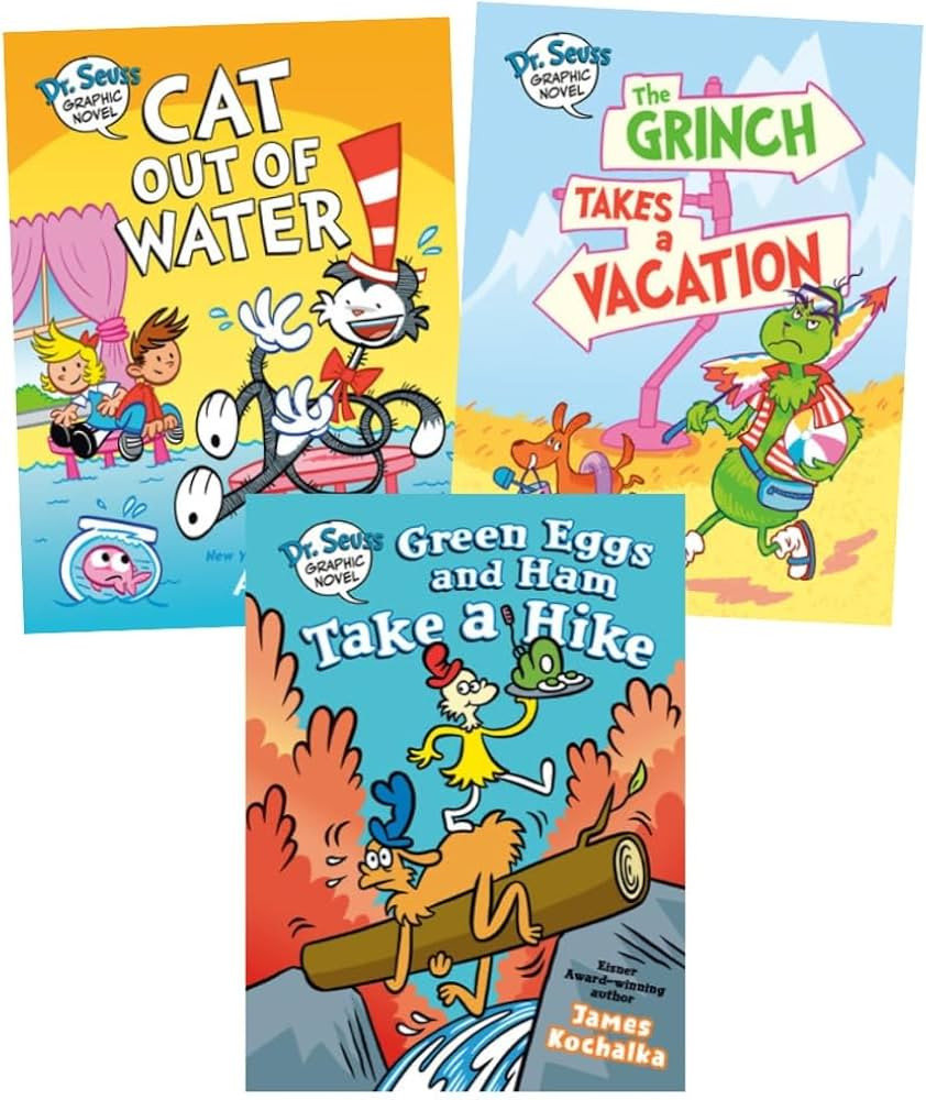 Dr. Seuss Graphic Novels Series 3-Book Collection Set - Cat Out of Water, The Grinch Takes a Vaca... | Amazon (US)