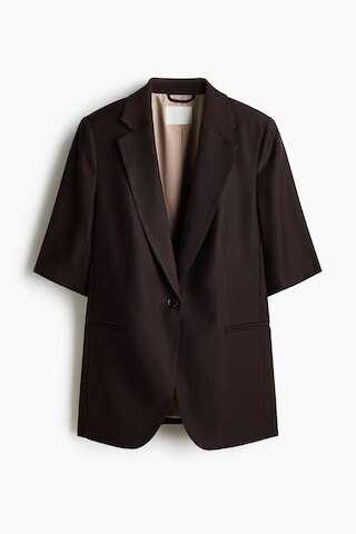 H & M - Short-Sleeved Jacket - Dark Brown | H&M (US + CA)