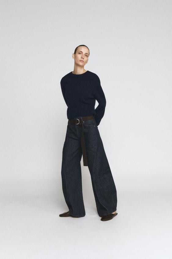 ZW COLLECTION BARREL BELT JEANS | Zara US
