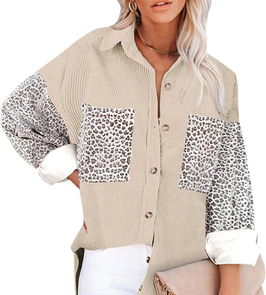 Womens Tops Corduroy Long Sleeve Button Down Shirt Corduroy Jacket Women Corduroy Shirts Casual Long | Amazon (US)