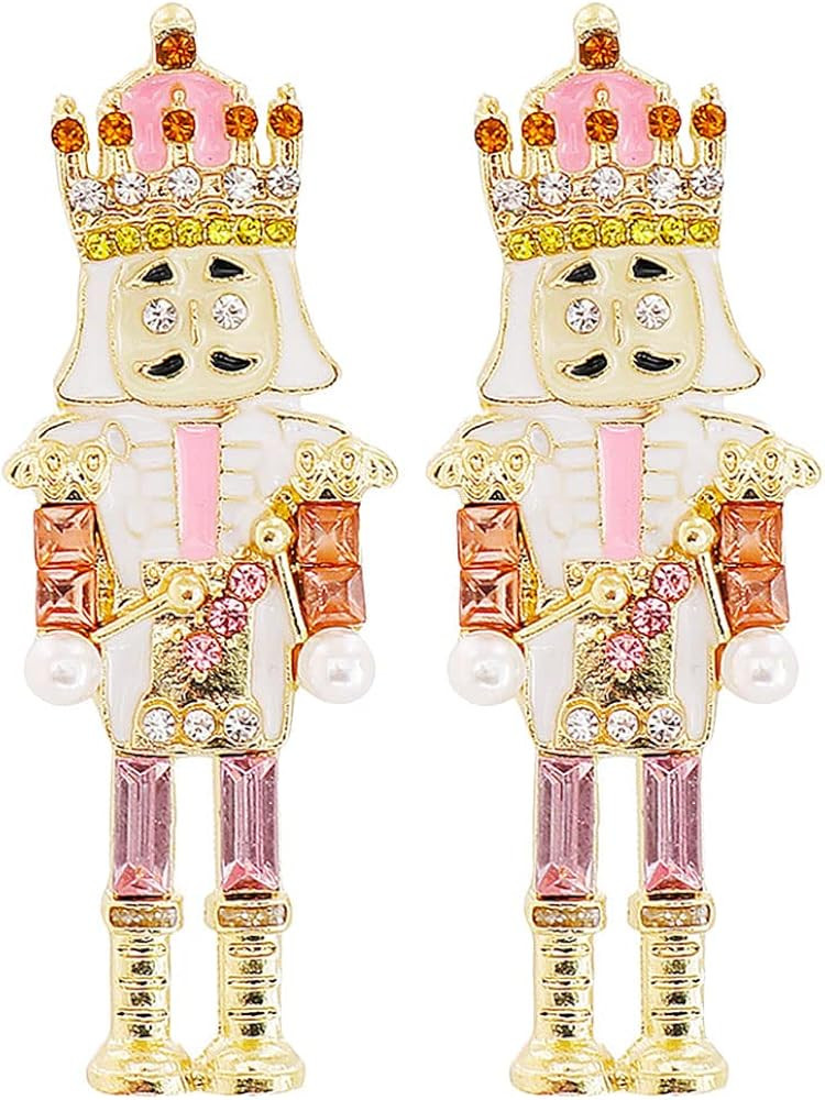 PASOLABE Christmas Earrings Nutcracker Stud Earrings Christmas Pierced Earrings for Women Girls H... | Amazon (US)