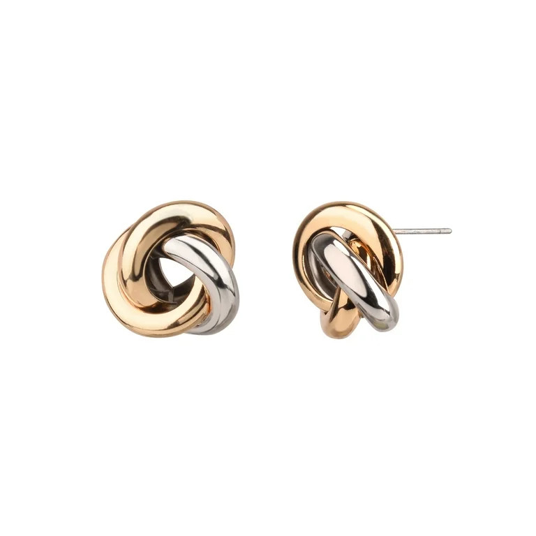 Time and Tru Women's Gold Tone and Silver Tone Knot Post Metal Earring | Walmart (US)