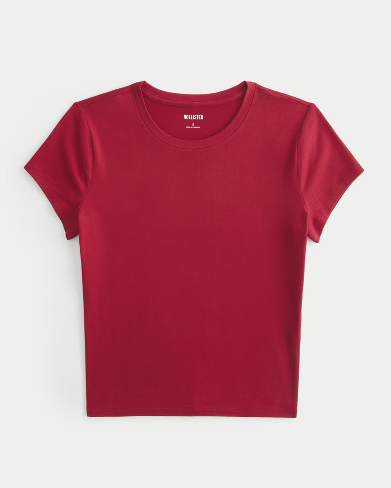 Women's Seamless Fabric Longline Crew Baby Tee | Women's New Arrivals | HollisterCo.com | Hollister (US)