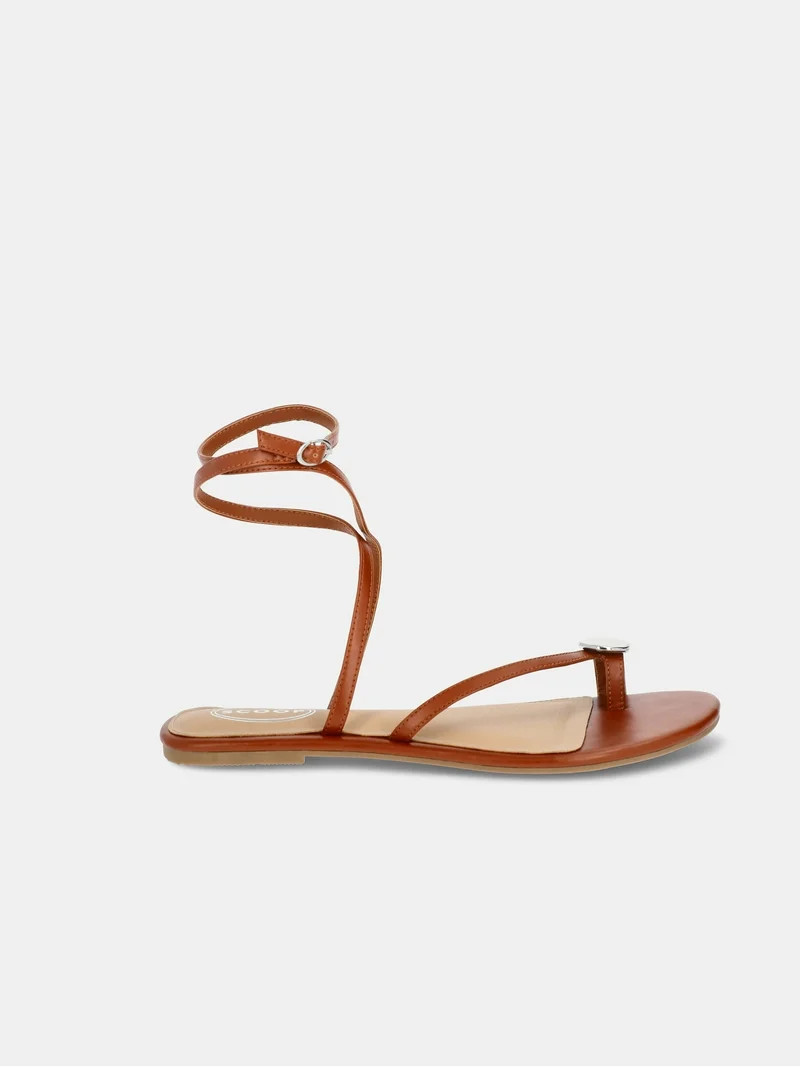 Scoop Women's Flat Strappy Sandals with Adjustable Strap - Walmart.com | Walmart (US)