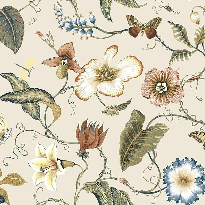 NextWall Summer Garden Floral Peel and Stick Wallpaper (Alabaster) | Amazon (US)