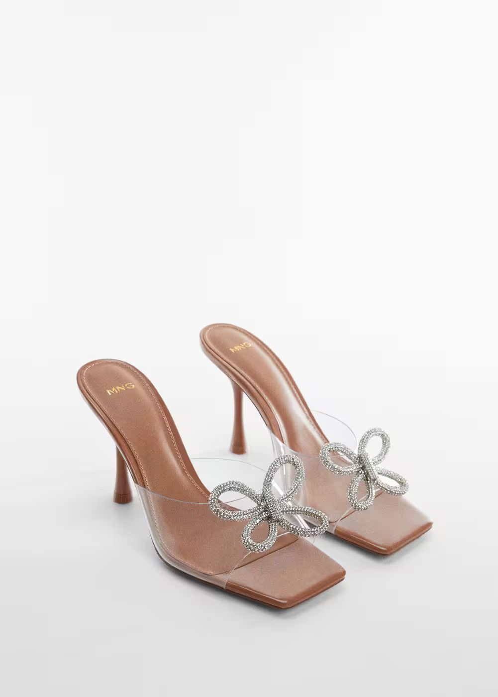 Vinyl heel sandal with rhinestone detail -  Women | Mango United Kingdom | MANGO (UK)
