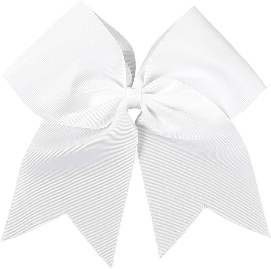 7 Inch Jumbo Solid Color Bows with Alligator Hair Clips For Girls and Women (White) | Amazon (US)
