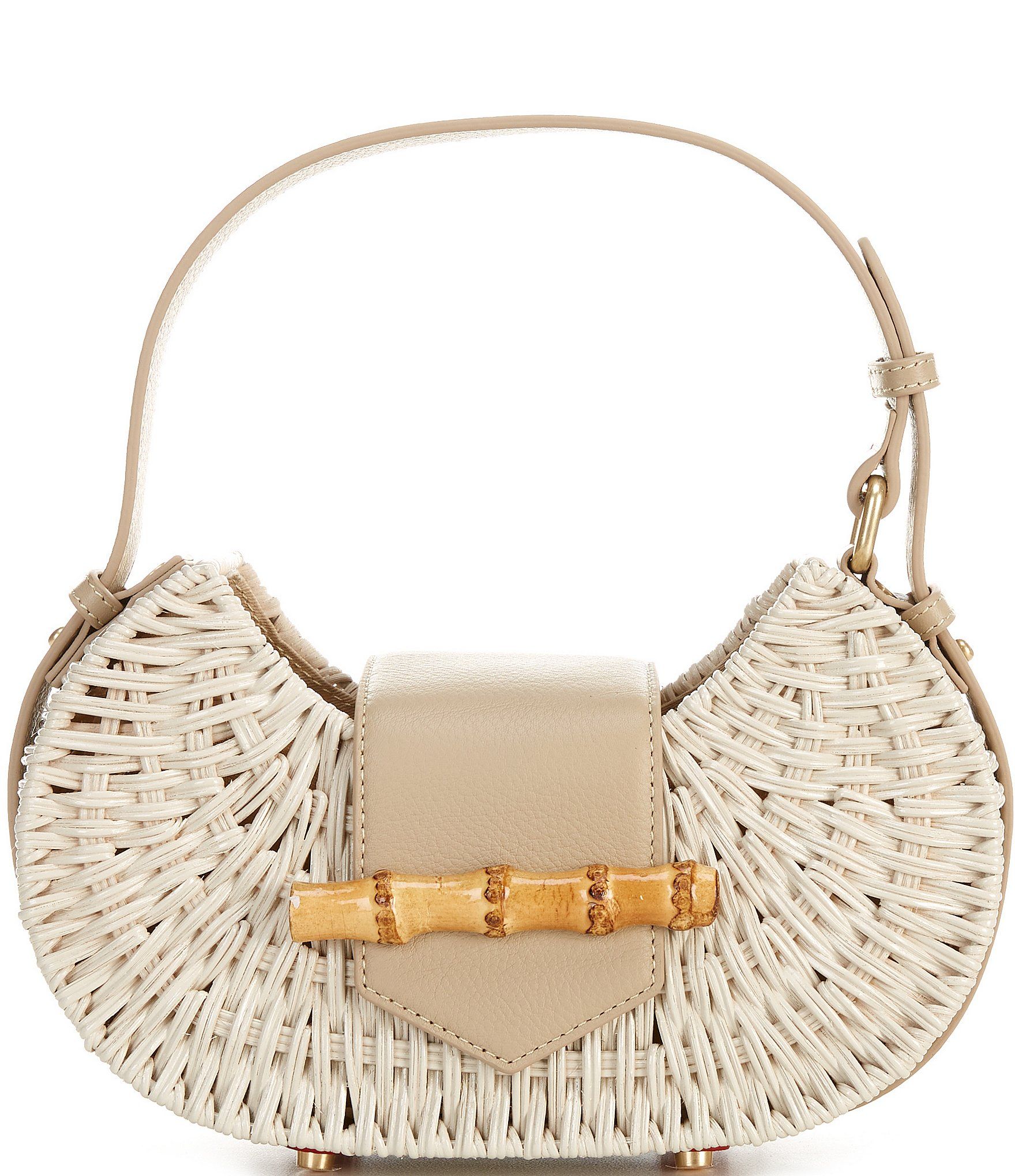 Whittaker Straw Pebble Grain Leather Flap Wicker Shoulder Bag | Dillard's