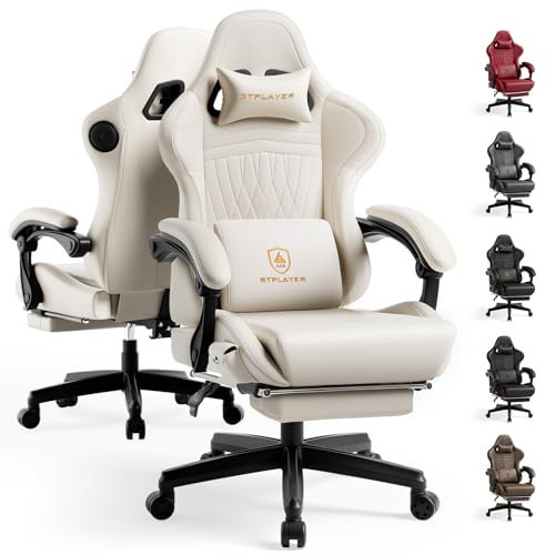 GTPLAYER ACE-PRO Music Gaming Chairs – Built-in Speakers, App Support & Bluetooth Control, Computer Game Chairs with Footrest for Adults, Ergonomic Reclining Silla, Linkage Armrest, Ivory | Amazon (US)