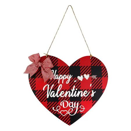 Valentines Day Door Sign Decorations Valentine s Day Front Door Hanging Sign Red and Black Buffalo P | Walmart (US)