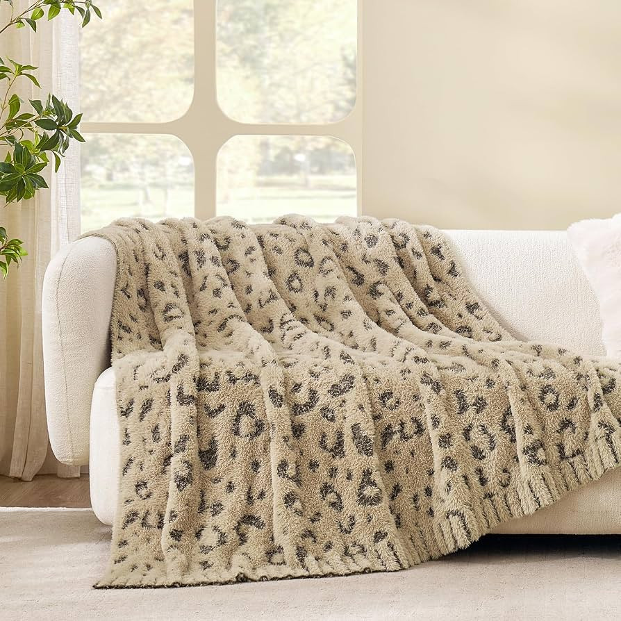 Snuggle Sac Leopard Luxury Faux Fur Throw Blanket for Couch,Ultra Soft Cozy Plush Fluffy Blanket ... | Amazon (US)