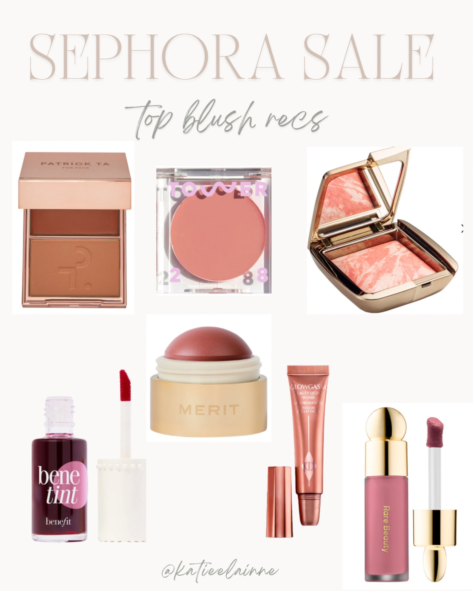 I have a blush addiction and these are my top favorites from Sephora!

For quick & natural makeup: Benetint in rose or Merit blush balm in Cheeky

For bronzier summer makeup: Patrick Ta She’s So LA or Tower 28 cream blush in Magic Hour 

For longer lasting makeup looks: Rare Beauty liquid blush (I mix Encourage and Bliss) then top it with Hourglass Diffused Heat which I think is the perfect universal pink to wear over almost any cream blush 

I also love CT Pinkgasm for an all in one blush and highlighter

I also linked my favorite blush brush!

#LTKbeauty #LTKxSephora #LTKSeasonal