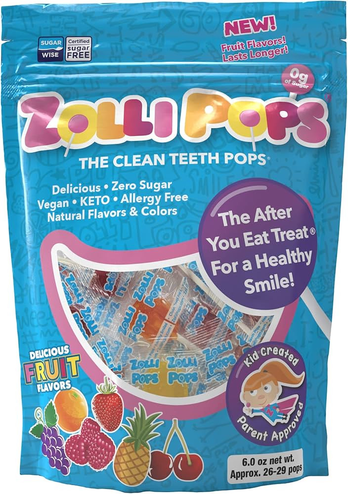 Zollipops Clean Teeth Lollipops - Assorted Flavors 8oz - Anti-Cavity, Sugar-Free Candy for a Heal... | Amazon (US)