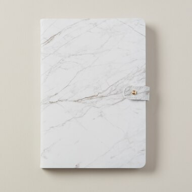 SMALL BUTTON JOURNAL, WHITE MARBLE | Indigo (CA)