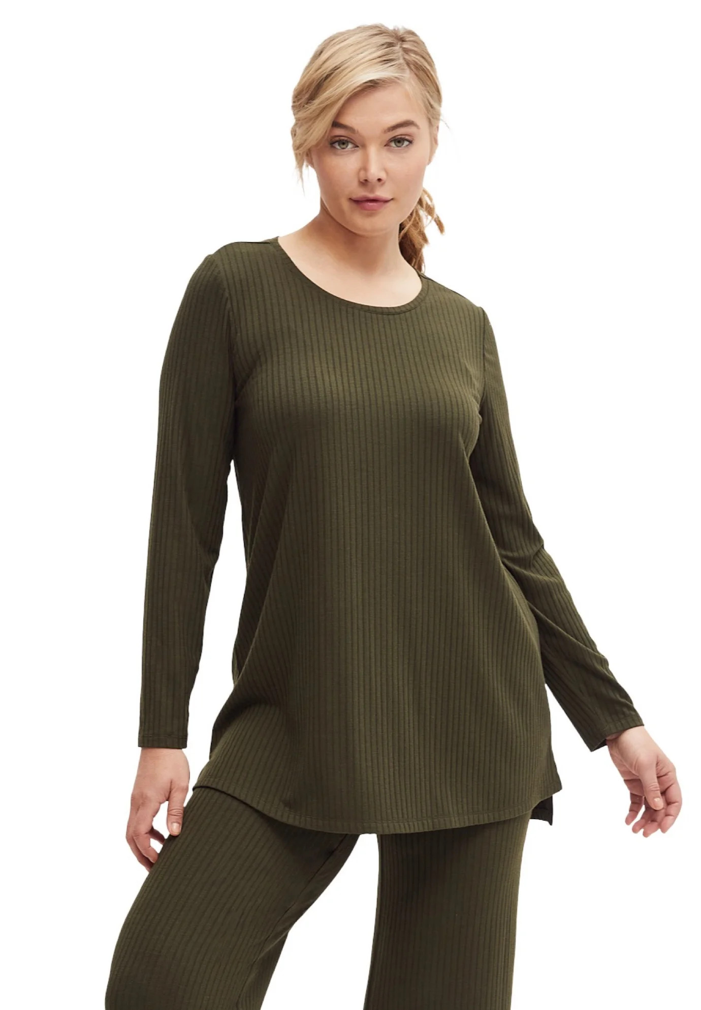 Ellos Women's Ribbed Hi-Low Tunic | Walmart (US)
