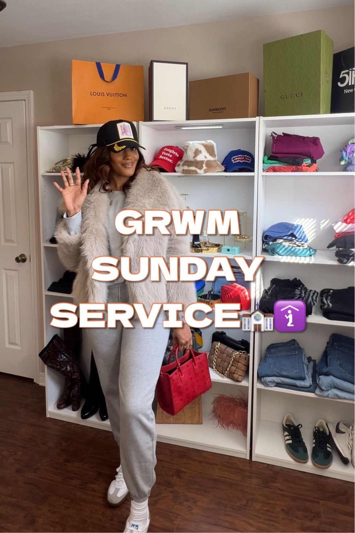 Are you a causal or dressy girly for church? 

Sweatshirt & Sweatpants: @oldnavy 
White Tee: @oldnavy 
Hat & Gold Chain: @prettygirls_lj 
Socks & Tennis: @adidasoriginals 
Handbag: @mcmworldwide 
Faux Fur: TikTok Shop

Sundays are my FAVORITE day of the week! Just being in the house of the Lord feels so good!! ⛪️🙏🏽🤍

#contentcreator #grwmoutfit #sundayservice #vloggingeverydayto10k #contentcreatorchallenge #imjustagirl #prettygirlslovejesus #lifestyleblogger

#LTKShoeCrush #LTKFindsUnder50 #LTKActive