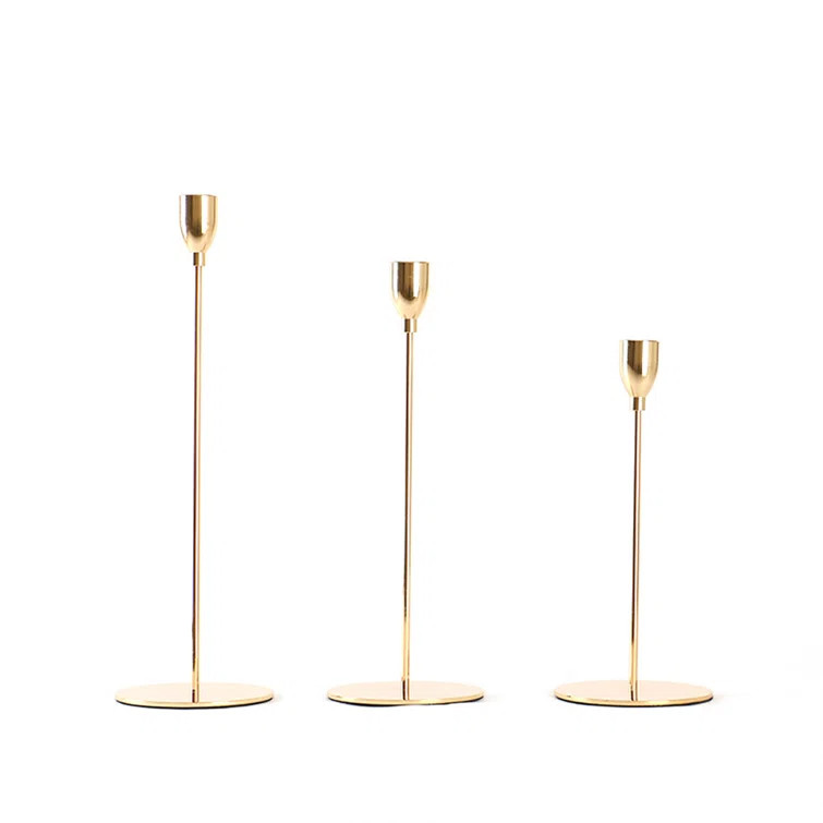 3 Piece 12.8" Metal Tabletop Candlestick Set | Wayfair North America