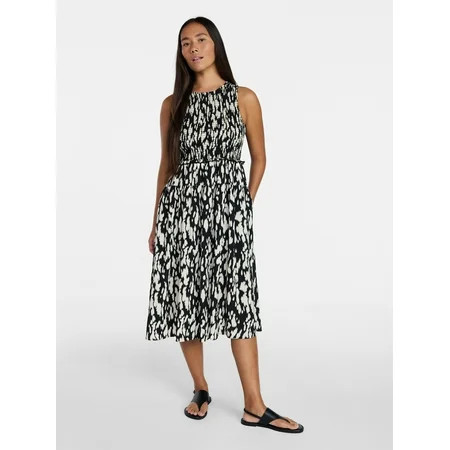 Time and Tru Women's Sleeveless Smocked Midi Dress, Sizes XS-XXXL | Walmart (US)