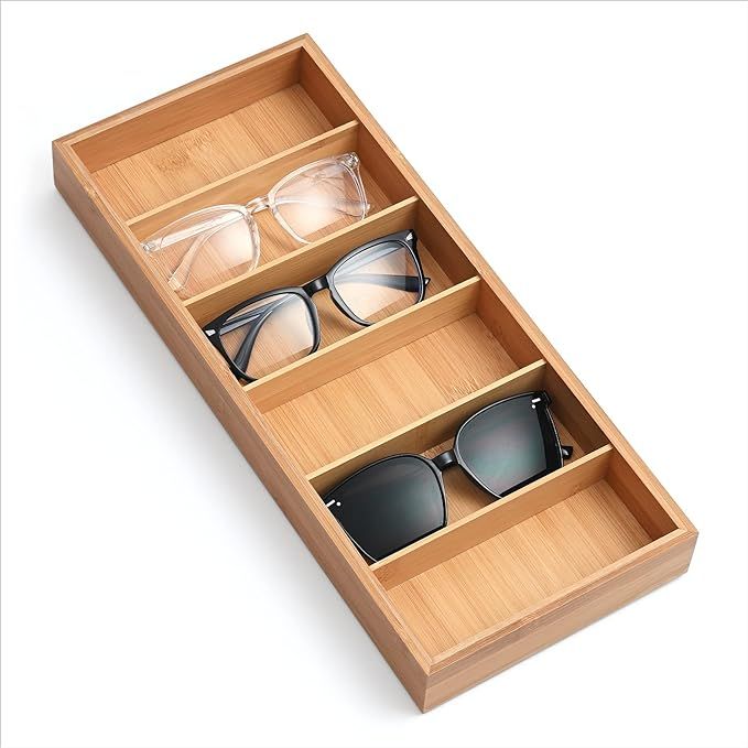 Lunavita Natural bamboo Glasses Eyeglass Eyewear Sun glasses Sunglasses Box Storage Case Tray Dis... | Amazon (US)