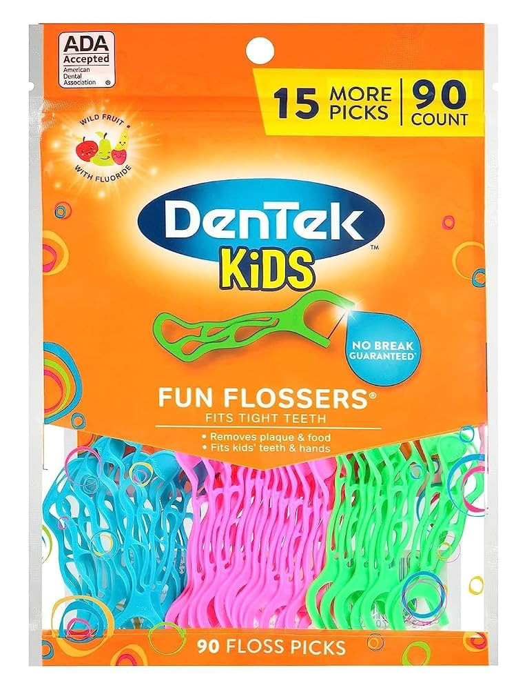 DenTek Kids Fun Flossers, Floss Picks, Removes Food & Plaque, 90 Count | Amazon (US)