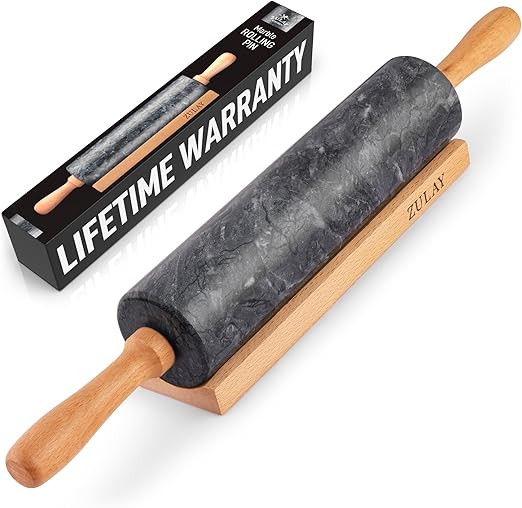 Zulay Kitchen 17-Inch Marble Rolling Pin With Stand - Polished Marble Rolling Pins For Baking - L... | Amazon (US)