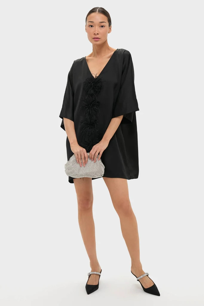 Black Satin Diane Mini Dress | Tuckernuck (US)