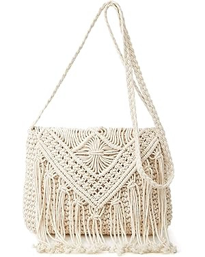 Crossbody Purse for Women Cute Macrame Hobo Satchel Bags Knit Summer Beach Bag Tassels Shoulder C... | Amazon (US)