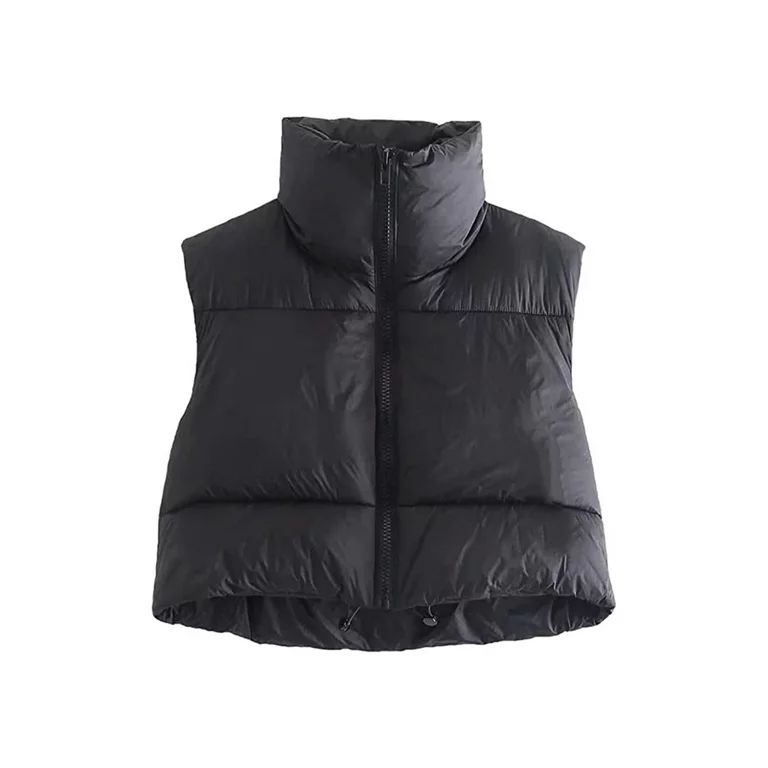 Women Winter Warm Crop Waistcoat Sleeveless Stand Collar Double Sided Lightweight Puffer Vest Out... | Walmart (US)