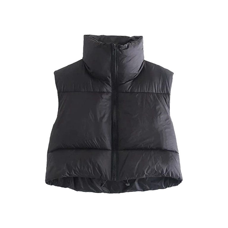 Women Winter Warm Crop Waistcoat Sleeveless Stand Collar Double Sided Lightweight Puffer Vest Out... | Walmart (US)