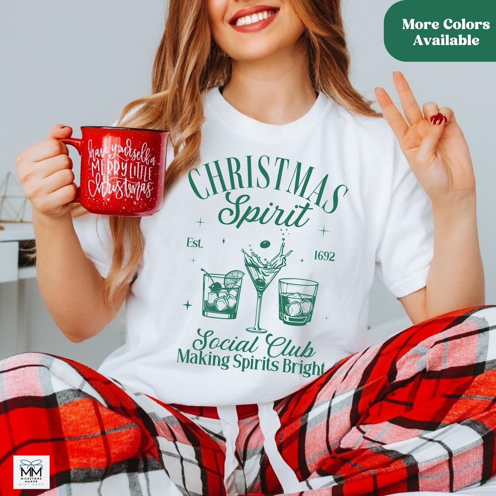 Christmas Spirit Cocktail Club Shirt, Christmas Party Outfit, Comfort Colors Holiday T-shirt, Fri... | Etsy (US)