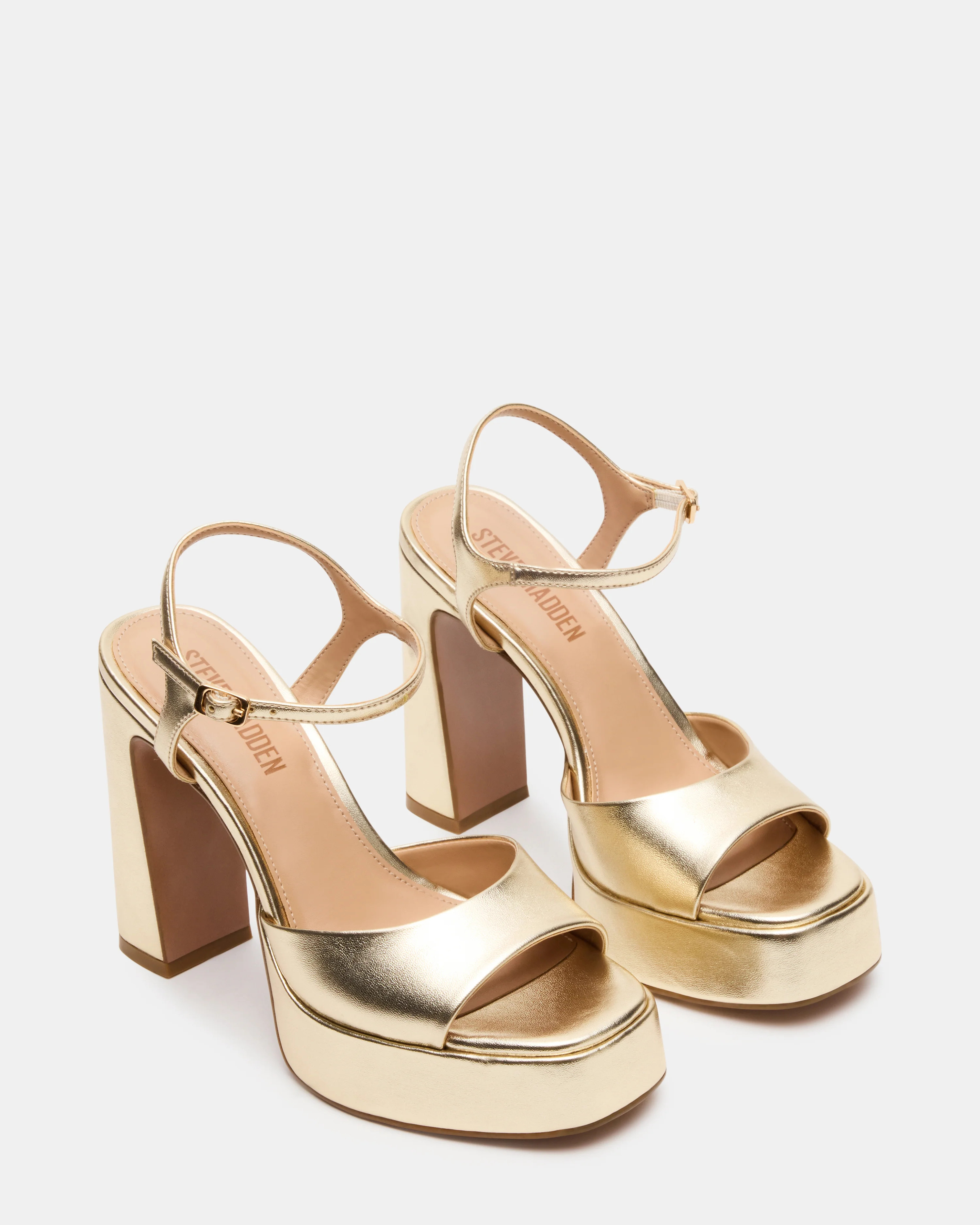 LINADRA Champagne Women's Platform Square-Toe Strappy Heel | Steve Madden (US)