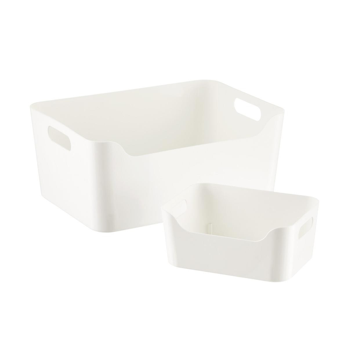 X-Small Plastic Storage Bin w/ Handles White | The Container Store