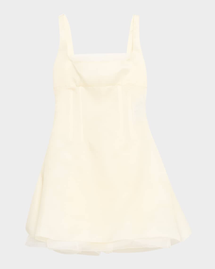 Square-Neck Ruffle Kickback Mini Corset Dress | Neiman Marcus