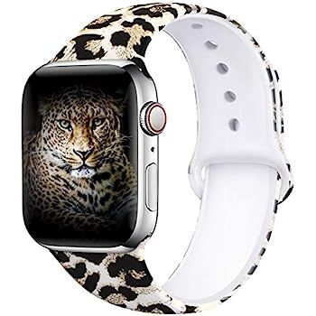 EXCHAR Compatible with Apple Watch Band 40mm 38mm Fadeless Pattern Printed Floral Bands Silicone ... | Amazon (US)