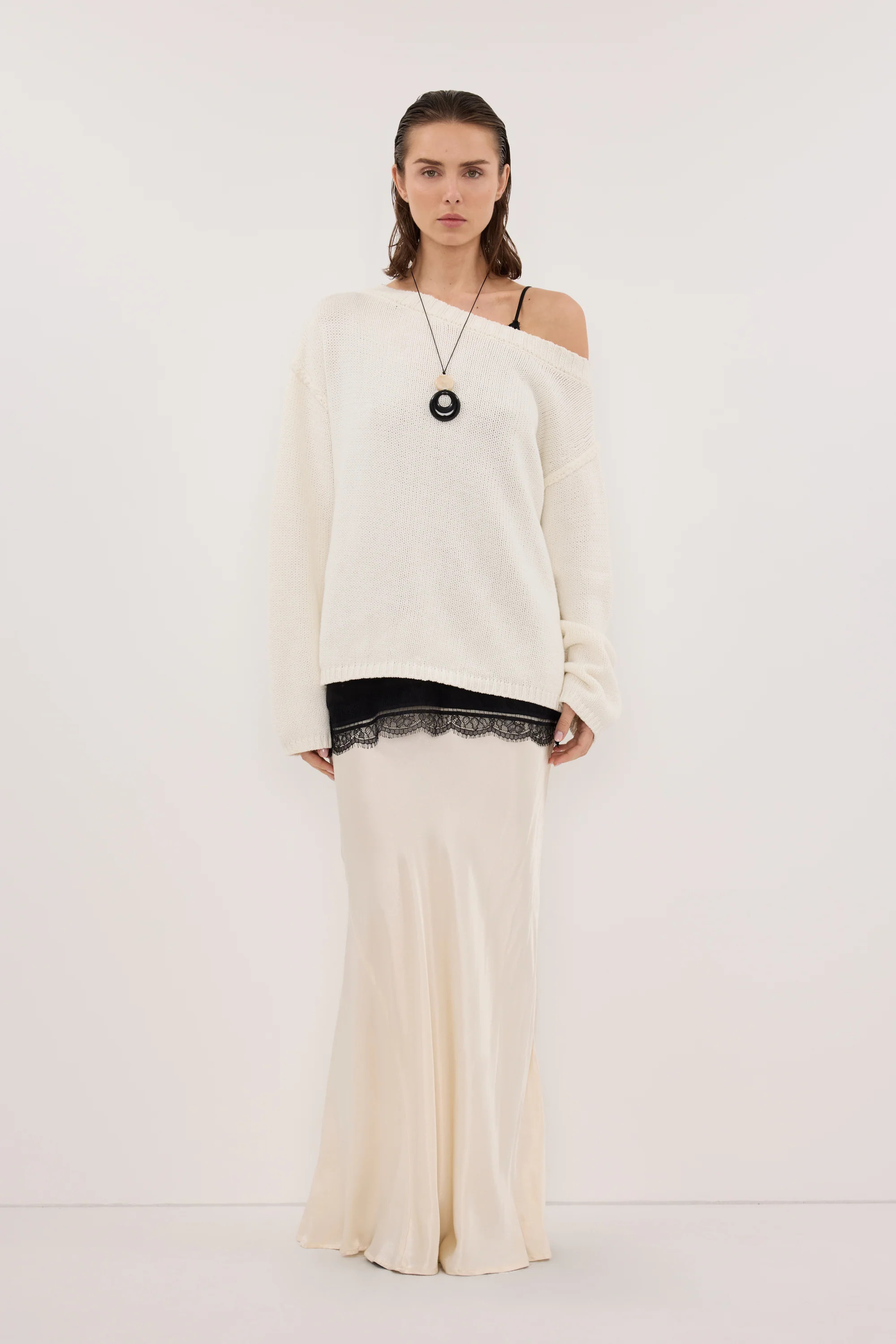 CHARLI CREAM SATIN MAXI SKIRT | DISSH