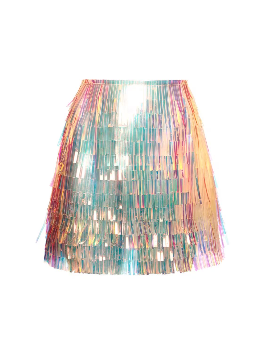 Dolce & Gabbana - Vynil multicolor fringe mini skirt - Silver | Luisaviaroma | Luisaviaroma