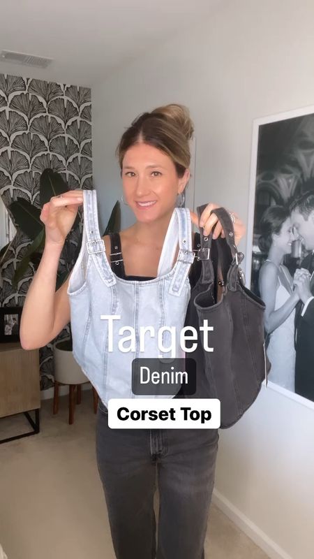 Target corset denim tops.  They have stretch to them too.  If you’re in between sizes, go down.  I’m wearing an xs for reference. 

#LTKfindsunder50 #LTKover40 #LTKshoecrush