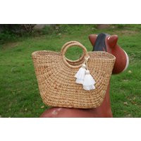 Handcrafted Water Hyacinth Beach Bag With Tassel | Etsy (US)