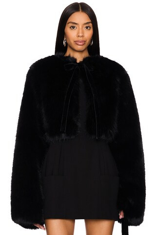 GUIZIO Alyana Faux Fur Jacket in Black from Revolve.com | Revolve Clothing (Global)