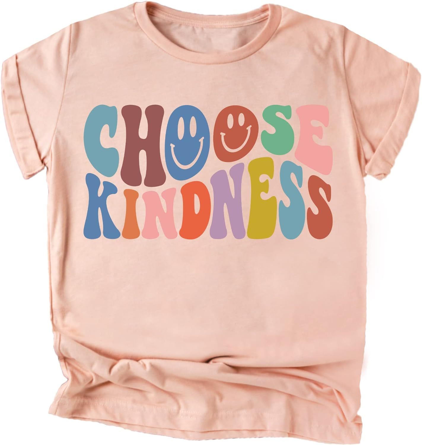 Olive Loves Apple Choose Kindness Colorful Retro Shirt for Baby Toddler and Kids for Girls | Amazon (US)
