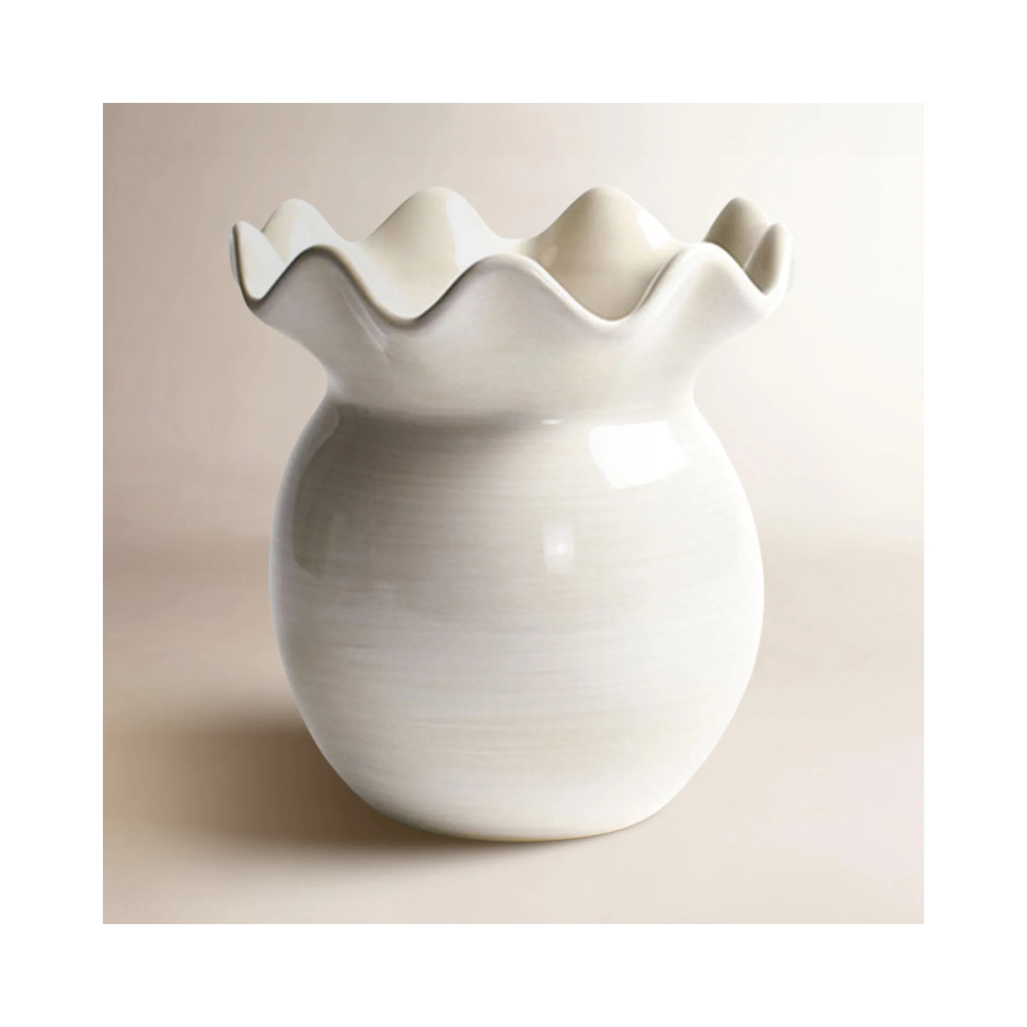 Signature White Ruffle Vase | Birch Lane