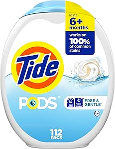Tide PODS Free and Gentle Laundry Detergent Soap Pacs 112 ct HE Compatible and Coldwater Clean, P... | Amazon (US)