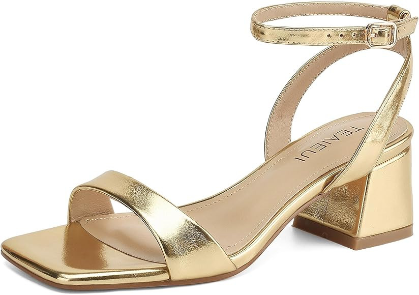 Women's Heeled Sandals Strappy Low Block Heels Chunky for Women Comfortable Ankle Strap Open Toe ... | Amazon (US)