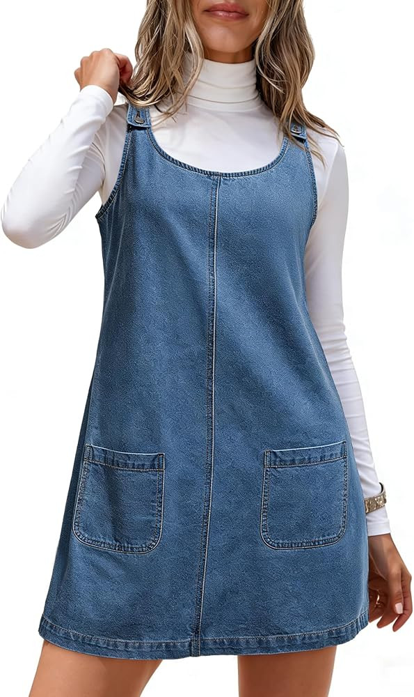 Dokotoo Womens Sleeveless Casual Denim Dress Western Cowgirl Outfits Jean Overall Dress with Pock... | Amazon (US)