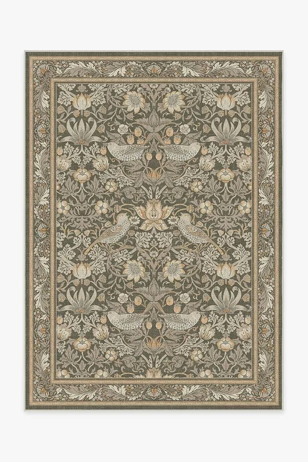 Morris & Co. Strawberry Thief Stone Gold Rug | Ruggable